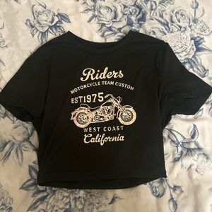 SHEIN Black Short Sleeve Tee with Vintage Motorcycle Graphic